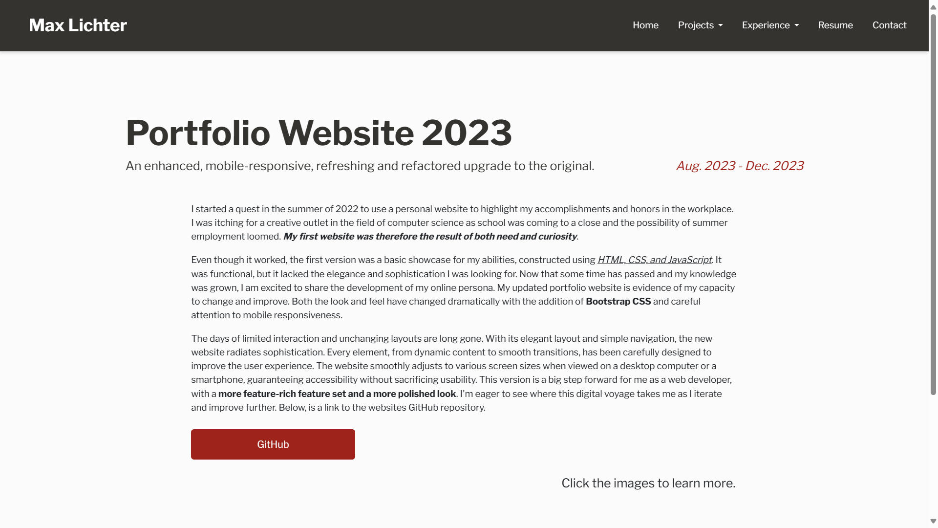 Portfolio Website 2023 Page